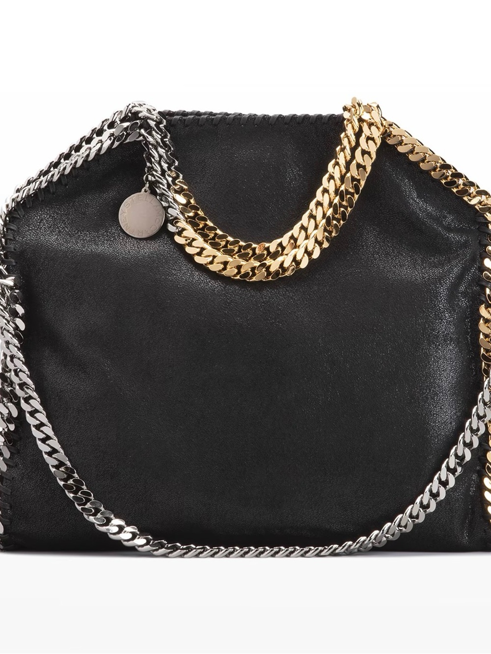 Stella McCartney Black Shoulder Bag with Gold & Silver Chains